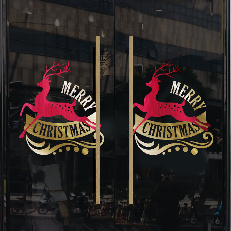 2022 Christmas Scene Placement Window Sticles Shop Dining Room Shop Windows Sticker Creative Christmas Glass Sticker Door Sticker
