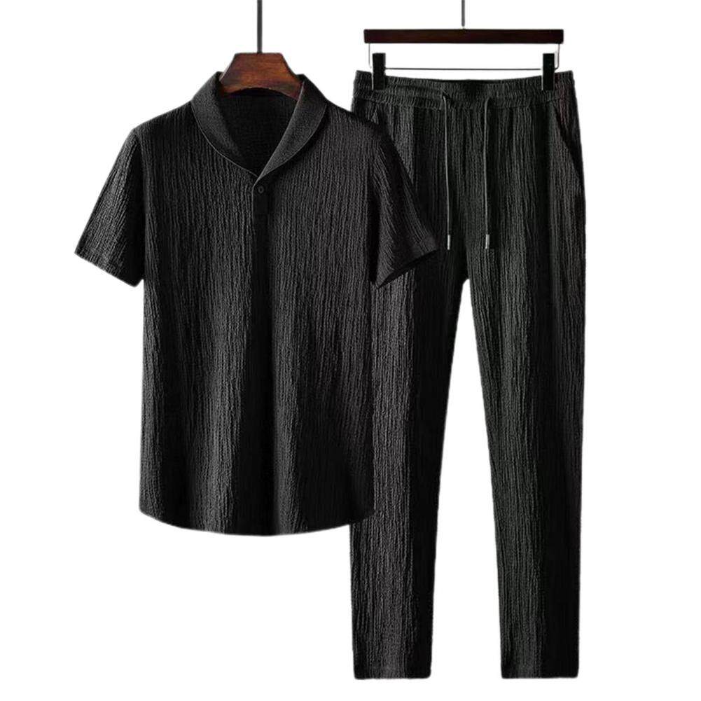 Мода Set en business short sleeve shirts long pants set male clothing