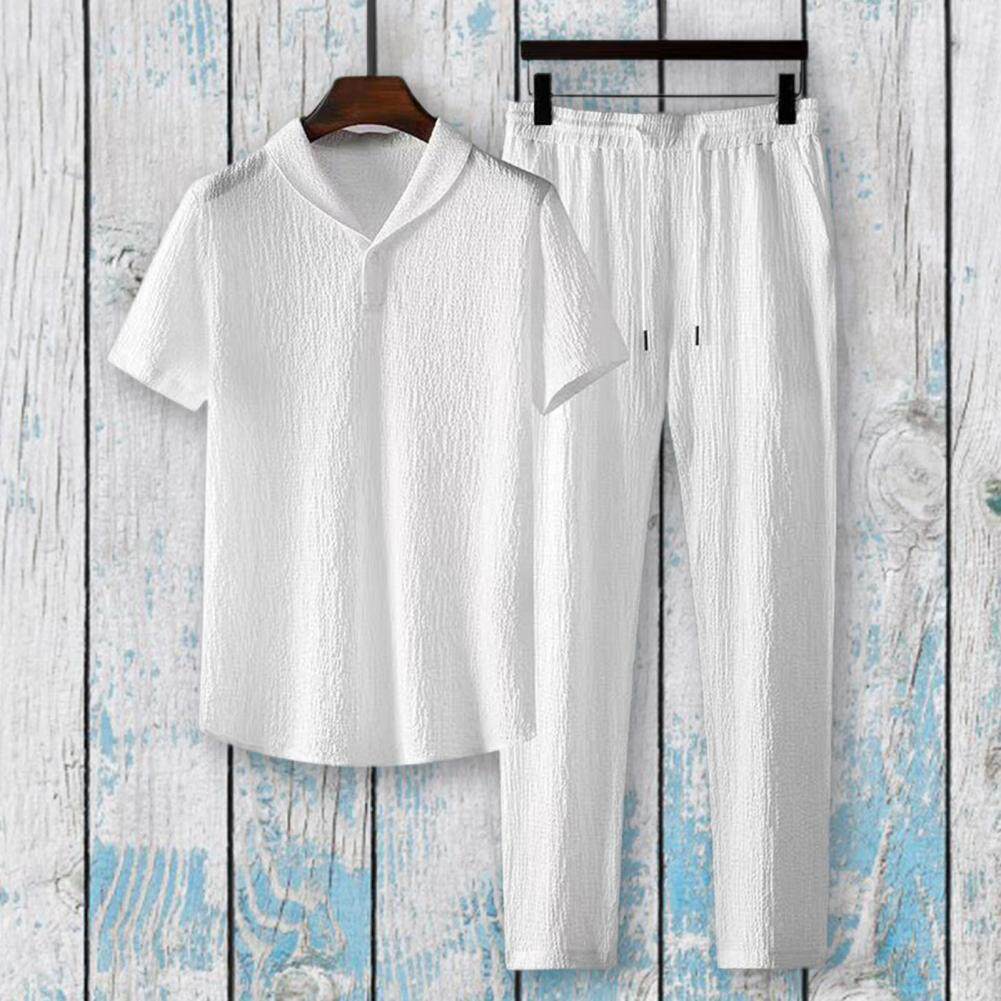 Мода Set en business short sleeve shirts long pants set male clothing