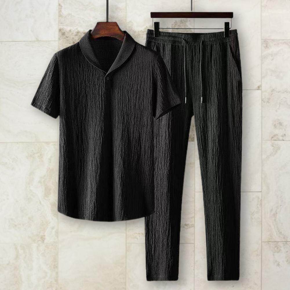 Мода Set en business short sleeve shirts long pants set male clothing