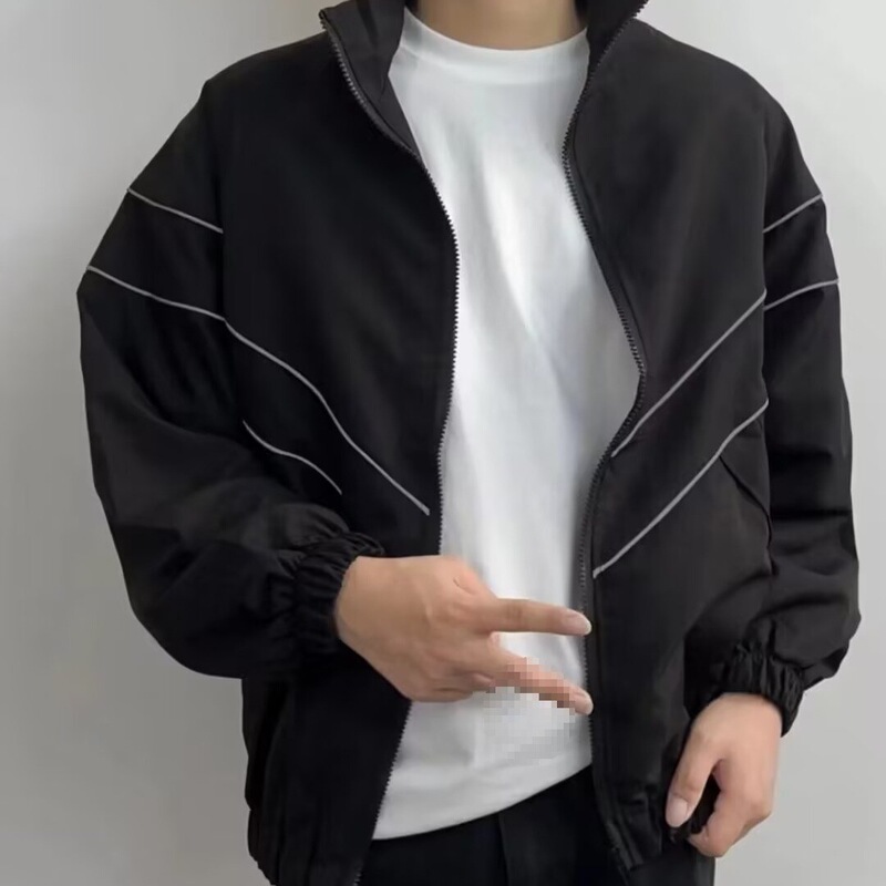 Reflective Striped Jacket Windbreaker Coat 2024 Men Hip Hop
