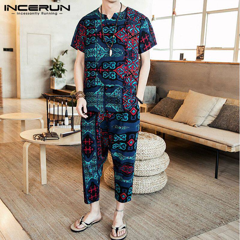 Спортивный костюм для отдыха 加肥加大休闲长裤 街头风格男装冬季七分袖休闲裤 2件套 loose men clothes OTHER