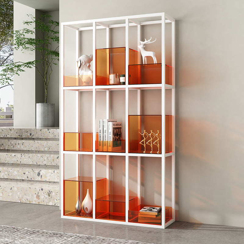 Nordic Iron Art Bookshelves Shelf Living Room Floor Multilayer Containing shelf Creative acrylic office minimalist partition