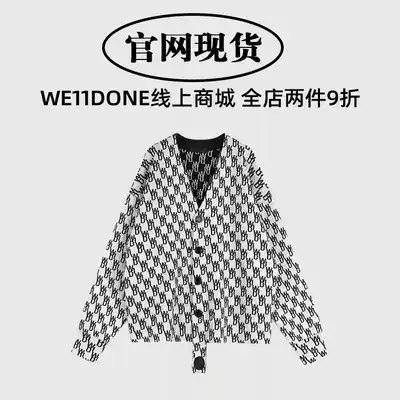 (Official website Spot) we11done early spring knitted full print LOGO wool cardigan coat double-faced sweater coat women