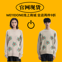 (Official website spot)we11done 21SS spring and summer new flower graffiti khaki knitted pullover sweater