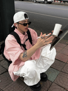 Aurocean silhouette light pink shirt short sleeves Aurocean silhouette light pink shirt short sleeves