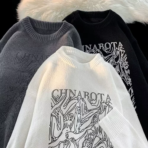 Брендовый зимний японский свитер для отдыха подходит для мужчин и женщин для влюбленных, трикотажный лонгслив, 2022