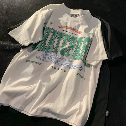 Хлопковая ретро футболка с коротким рукавом для влюбленных, 2023, в американском стиле, большой размер