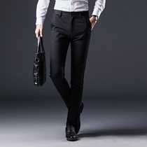 Mens casual pants stretch slim leg pants Korean version of the trend thick straight pants mens business pants autumn and winter