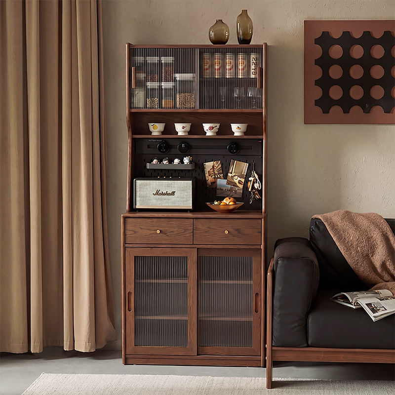 Solid Wood Sideboard Against the Wall Integrated Storage Cabinet Living Room Storage Side Cabinet Kitchen Storage Cabinet Small Apartment Coffee Cabinet