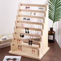 Solid Wood earring necklace holder household large-capacity storage jewelry rack hanging earrings jewelry rack display props