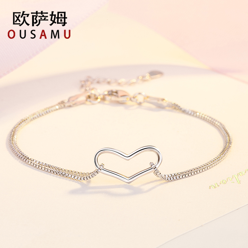 正品保证纯银四叶草手链女韩版简约个性学生森系闺蜜情侣首饰女友生日礼物