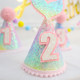 ins网红女宝宝美人鱼主题彩虹儿童生日帽皇冠帽 生日周岁装饰道具