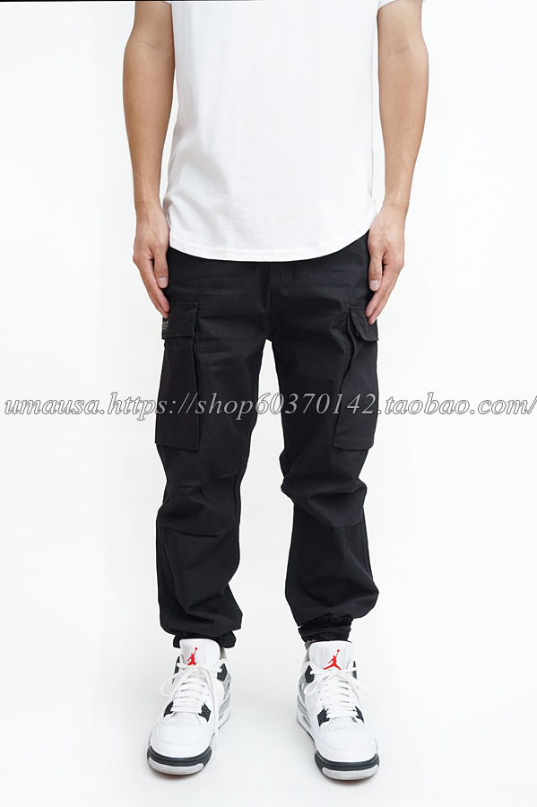AWB yeezy Yu Wenle quần yếm nhiều túi che khuyết điểm lỏng lẻo quần Edison Chen yeye kanye quần jean ống rộng nam