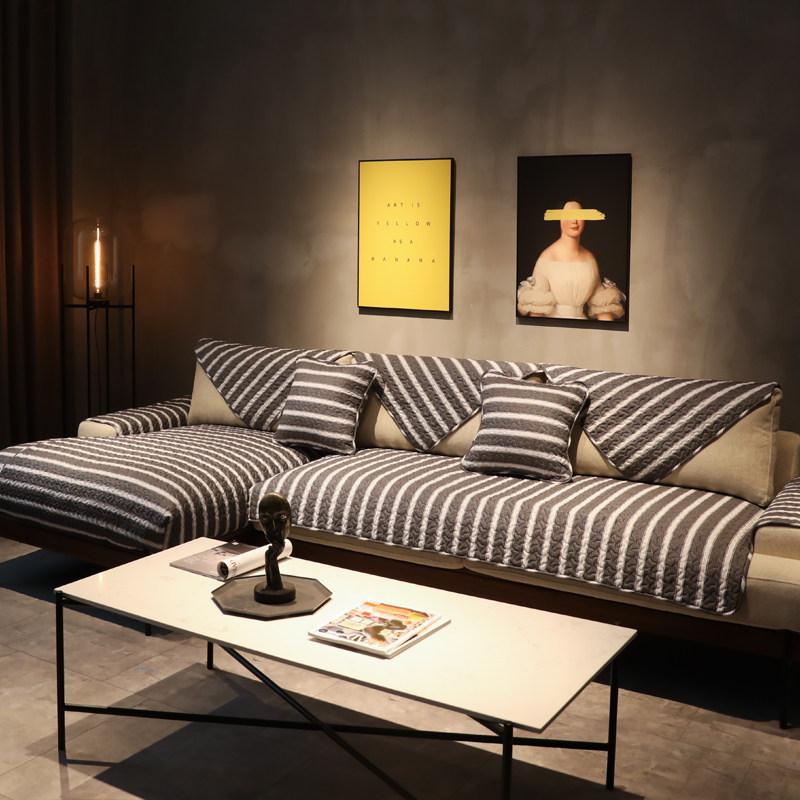 Rain Flower Nordic Loft Full Cotton Sofa Cushion Four Seasons Universal Sofa Cover Cloth Art Non-slip Living-room Sofa Towels Customised