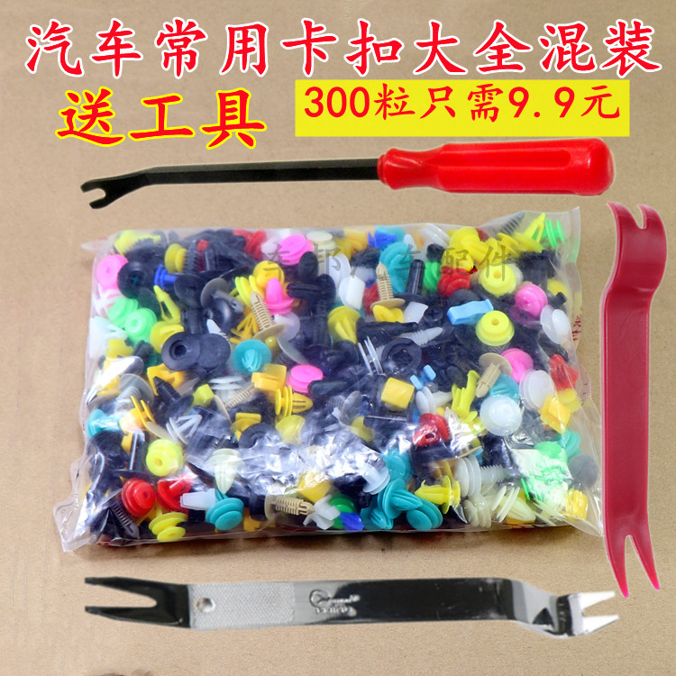 Complete Set of Car Fasteners Including Interior Door Panel Clips, Trunk Seal Clips, Fender Clips, Ceiling Screws, and Fasteners