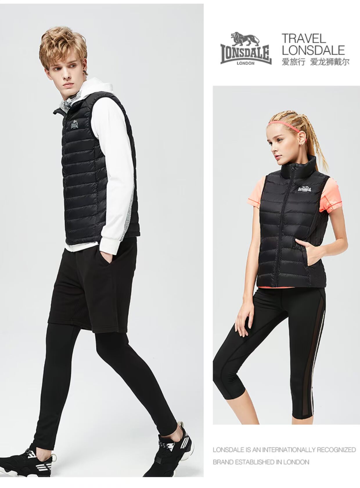 Rồng và sư tử Dell thể thao xuống vest nữ mỏng 2018 mới mùa thu đông không tay áo vest đôi mẫu phiên bản Hàn áo khoác asics