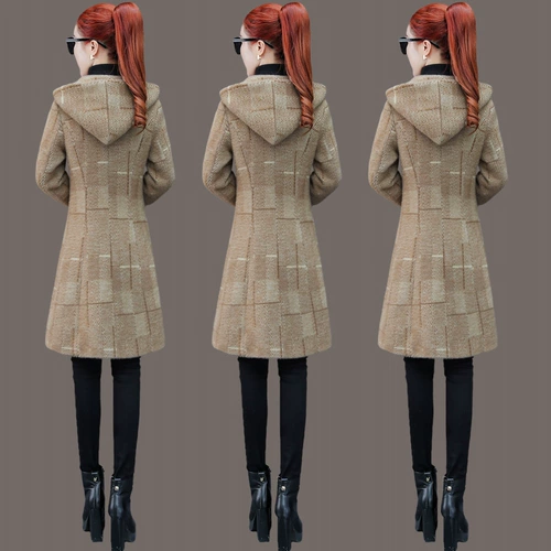 Бархатное демисезонное шерстяное пальто, утепленная длинная куртка, 2021 года, подходит для подростков, средней длины