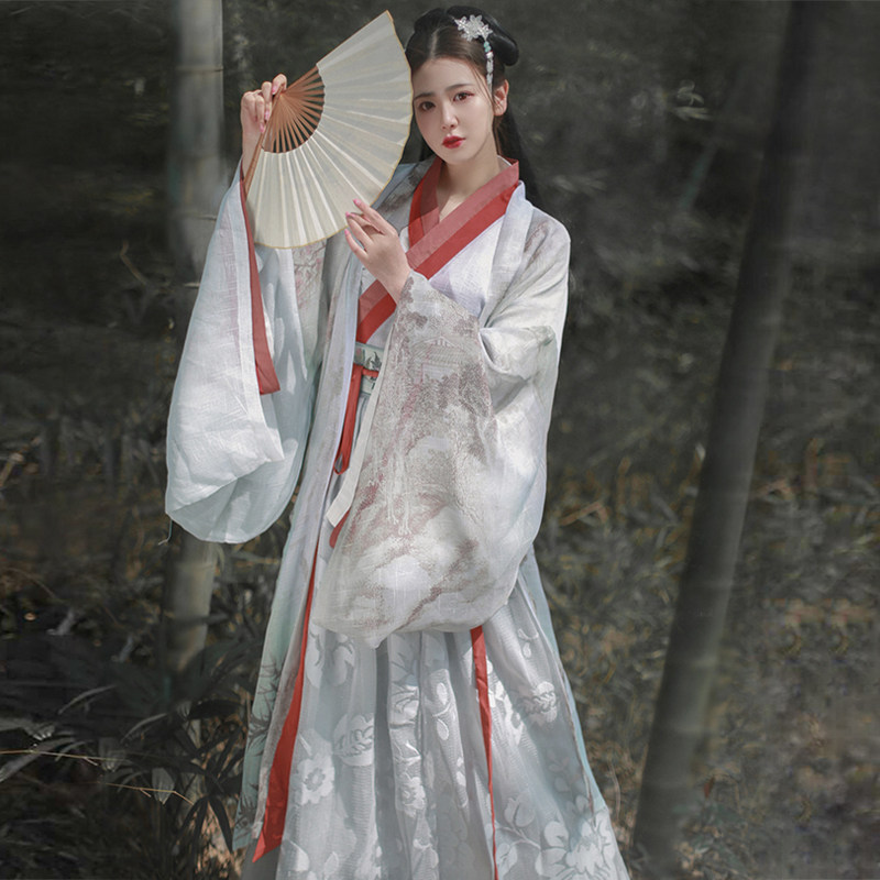 Silver Fox Wei Jinfeng Hanfu women's summer thin fairy waist-length skirt Chinese style wide sleeve flowing fairy skirt full set of ancient costumes