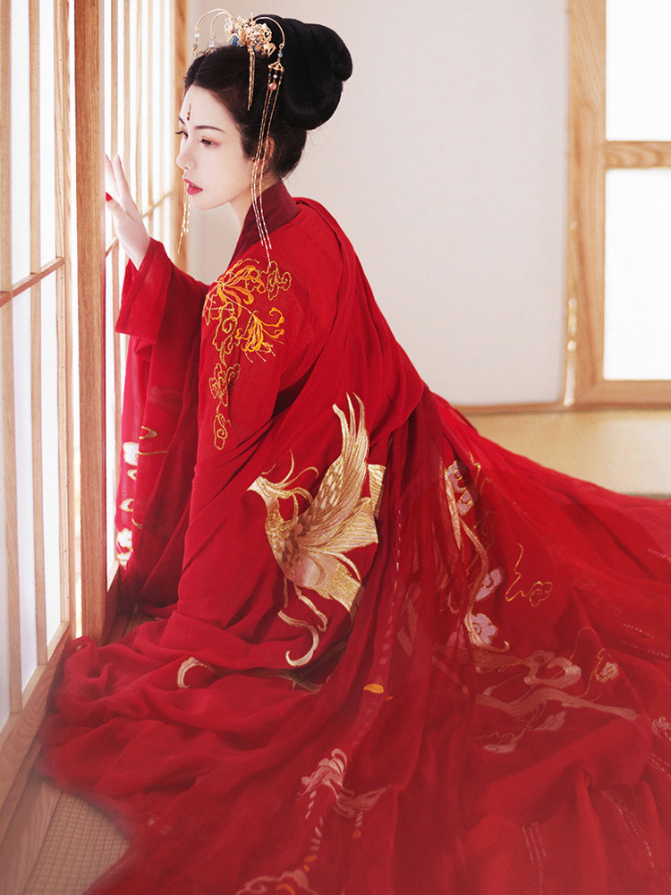 Original 6 meters big pendulum red Hanfu female super fairy wide sleeve waist skirt Non-costume flower wedding dress spring and autumn