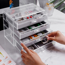 Teenage Girl Hearts Acrylic First Accessories Box Minimalist Ornament Earrings Mouth Red Lattice Containing Box Watch Ear Nail Finishing Tray