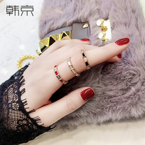 Hanjing color gold ring female Korean version titanium steel plated rose gold simple temperament ring Japanese light luxury joint index finger ring