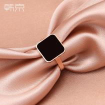 Han Jing Korean fashion rose gold black square ring female Joker food ring ring ring tide trendy person accessories