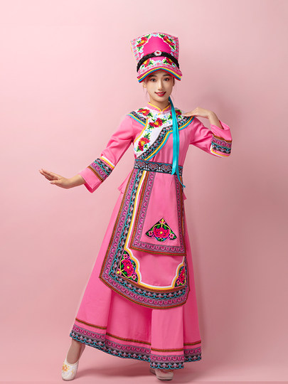 羌族服装成人男女舞台演出服套装新款少数民族长裙舞蹈表演服拍照