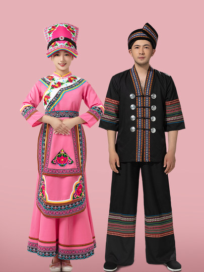 羌族服装成人男女舞台演出服套装新款少数民族长裙舞蹈表演服拍照