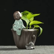 Sáng tạo nhà sư nhỏ hoa trang trí nhà trang trí bàn trà hoa màu xanh lá cây hoa bình hoa gốm thủy canh - Vase / Bồn hoa & Kệ