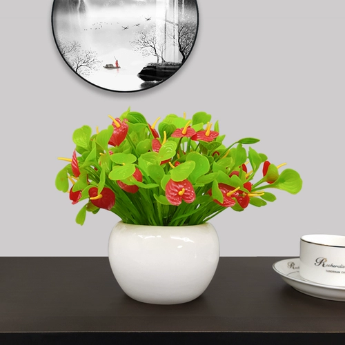 Симуляция цветочные пластиковые фальшивые цветочные керамические зеленые растения