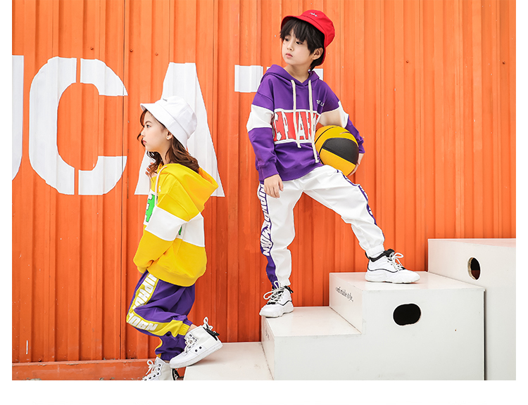 Trang phục khiêu vũ dành cho thiếu nhi Đường phố cho bé trai Áo dài Hip Hop Áo dài tay Thiết lập Tide Girls Jazz Dance Performance áo kiểu cho be gái
