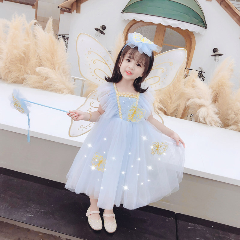 Children Performance Skirt Girl Dress Girl Dress Girl Princess Dress 3-10 Year Old Woman Treasure Butterfly Wings Fluffy Dress