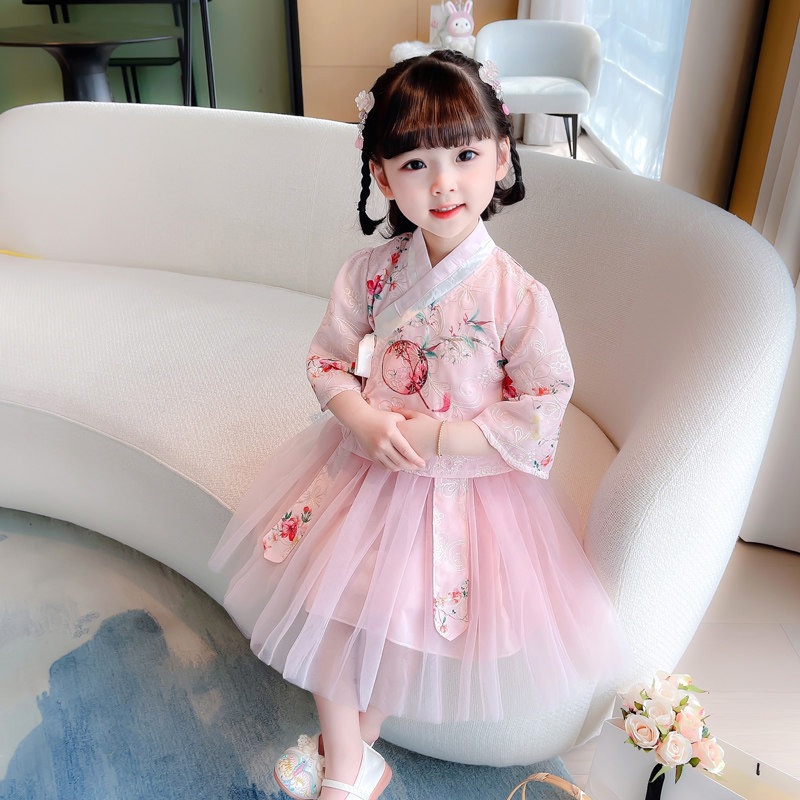 Girl Hanfu Summer Dress New Children Ancient Dress Dress dress Baby China Wind Skirt Thin style Tang Costume Ancient Wind Suit 