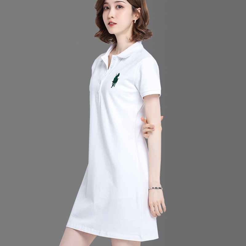 Polo Shirt Dress, Sporty and Casual, 2024 Summer Mid-Length Short-Sleeved T-Shirt for Women, Pure Cotton Lapel Dress, Elegant Polo Shirt Dress, Sporty and Casual, 2024 Summer Mid-Length Short-Sleeved T-Shirt for Women, Pure Cotton Lapel Dress, Elegant