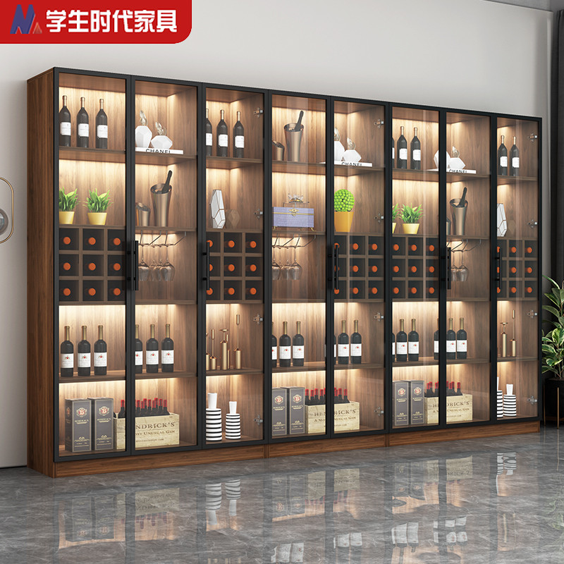Glass door wine cabinet against the wall modern minimalist living room cabinet light luxury high-end glass cabinet solid wood custom display cabinet