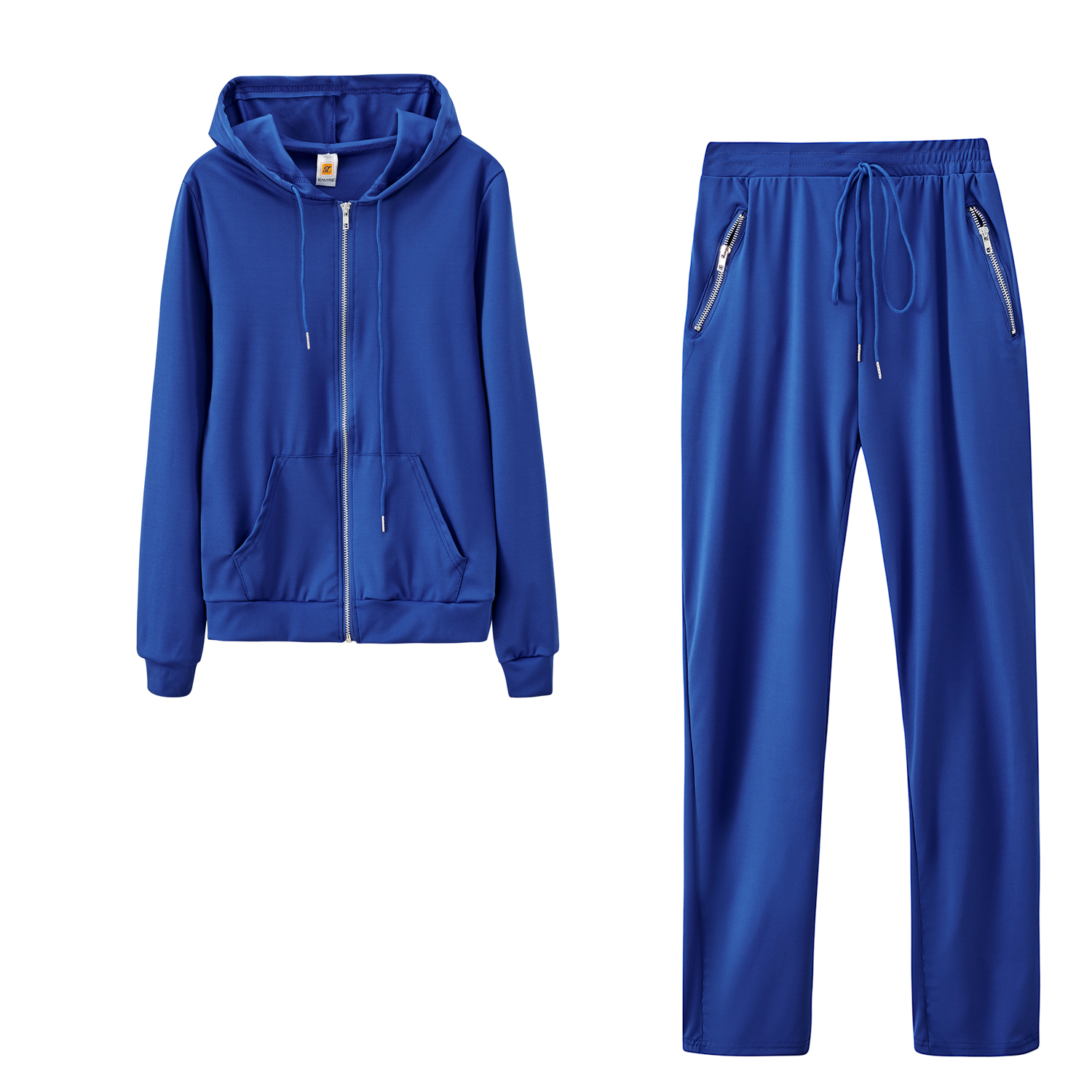 Solid Color Zip Pocket Sport Shirt & Pants Set NSYF47071