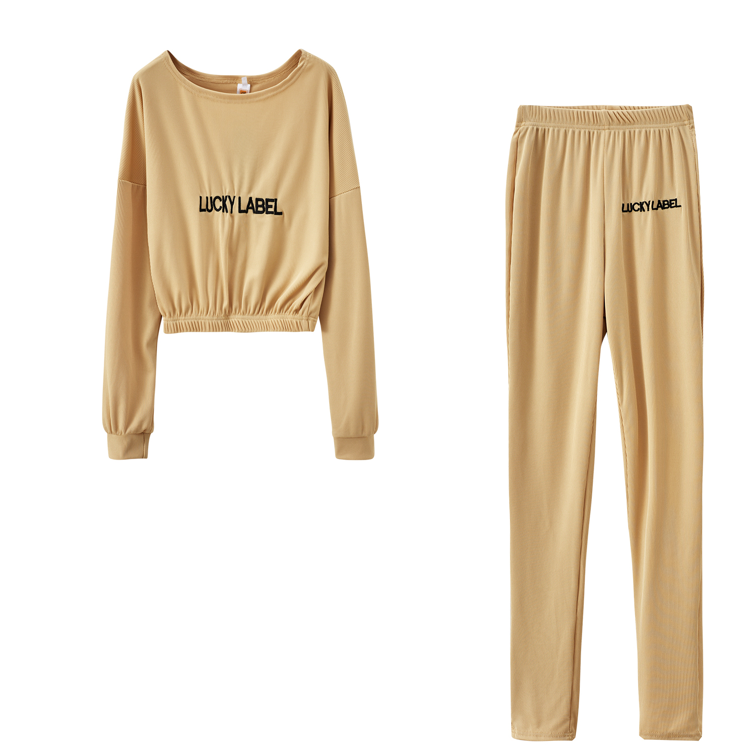 Abito athleisure da donna con lettera ricamata a coste_voghion.com