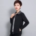 Ruolan Yashi Autumn New Zipper Cardigan Dài tay Áo khoác Ngắn Phụ nữ Mỏng Trung niên Kích thước Lớn Áo len mỏng của Phụ nữ - Áo khoác ngắn Áo khoác ngắn