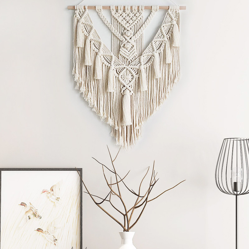 Bohemian woven tapestry cotton rope tassel homestay wall decoration Nordic living room bedroom bedside porch wall hanging