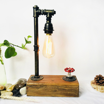 Creative Artisanal Log Decoration Table Lamp American Retro Nostalgia Tabletop Decoration Industrial Plumbing Lights Bedroom Bedlights