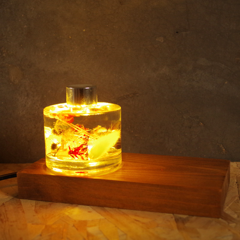 Handmade log immortal flower decoration table lamp homestay creative decoration retro bar dining room bedroom romantic night light