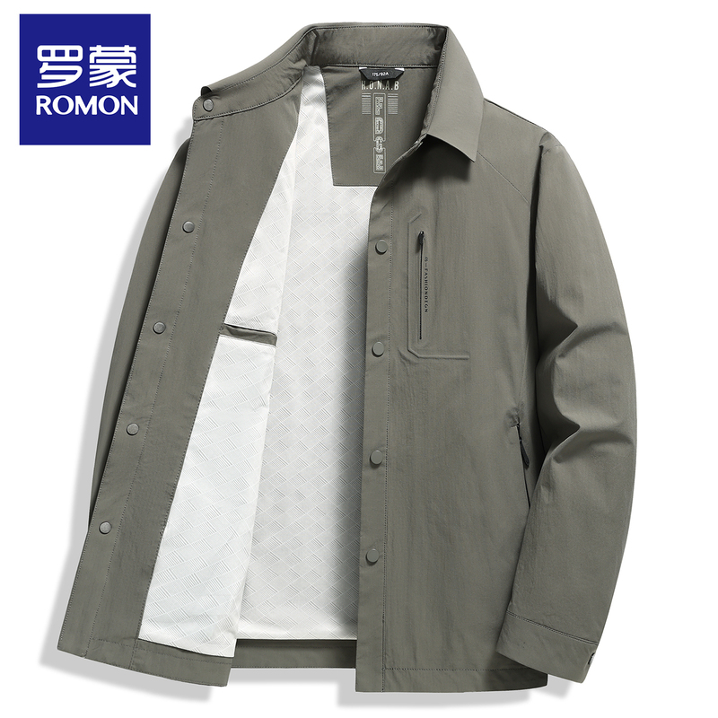 Romon Lapel Jacket for Men, New Spring Style, Workwear Style, Versatile Coat, Middle-Aged Spring and Autumn Casual Business Dad Men's Clothing