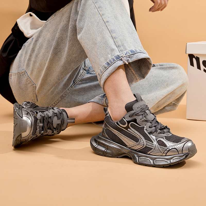 Mesh Breathable Men's Shoes 2026 Spring and Summer New Dad Shoes Thick-Soled Versatile Casual Retro Sports Shoes for Men