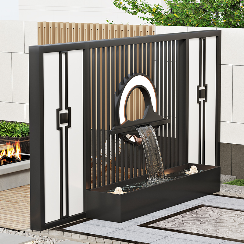 Aluminum Alloy Courtyard Villa Flowing Water Wall, Water Curtain Wall Screen, Garden Landscape Background Wall, Stainless Steel Outdoor Entrance Wall