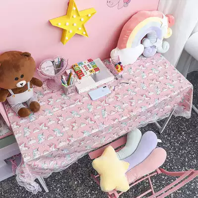 Tablecloth desk ins student learning desk Cartoon animation desk tablecloth ins cute net red girl heart powder