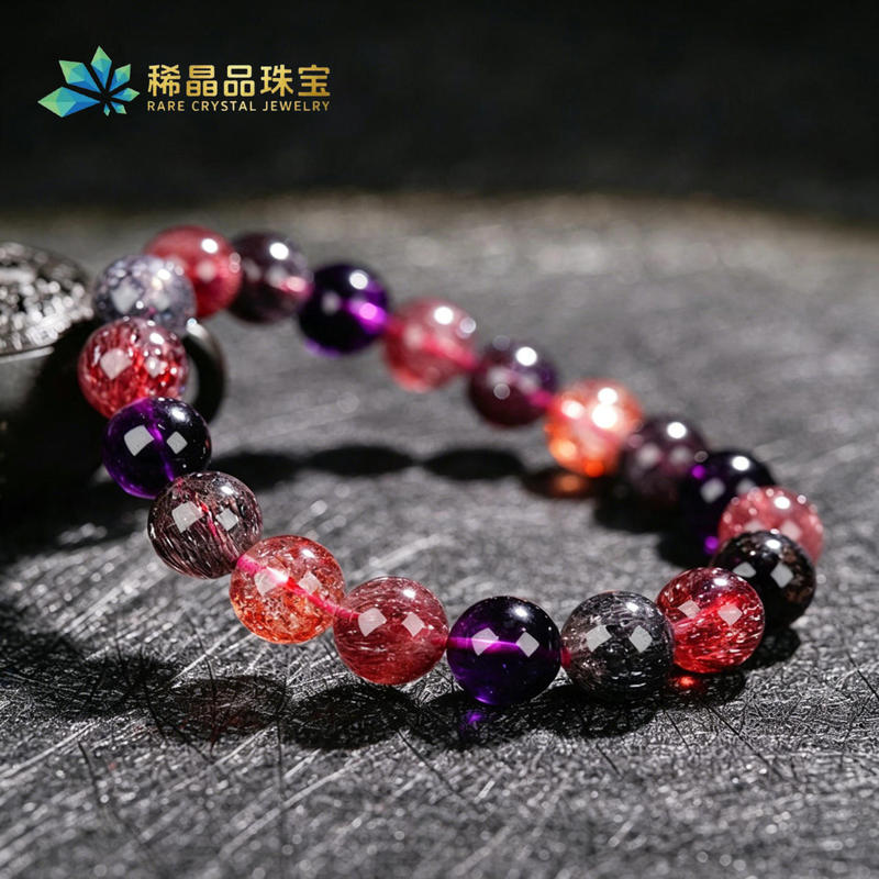 Rare Crystal Collection-Grade Blackcurrant Super Seven Bracelet, Full of Mineral Fireworks, Backbone Crystal, Purple-Red Colored Super Seven Crystal Bracelet Rare Crystal Collection-Grade Blackcurrant Super Seven Bracelet, Full of Mineral Fireworks, Backbone Crystal, Purple-Red Colored Super Seven Crystal Bracelet