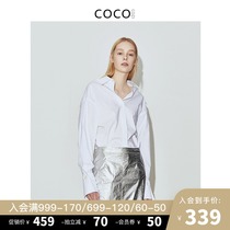 COCOCOZI XIYU (cotton)spring new shirt womens collar short long-sleeved shirt white top