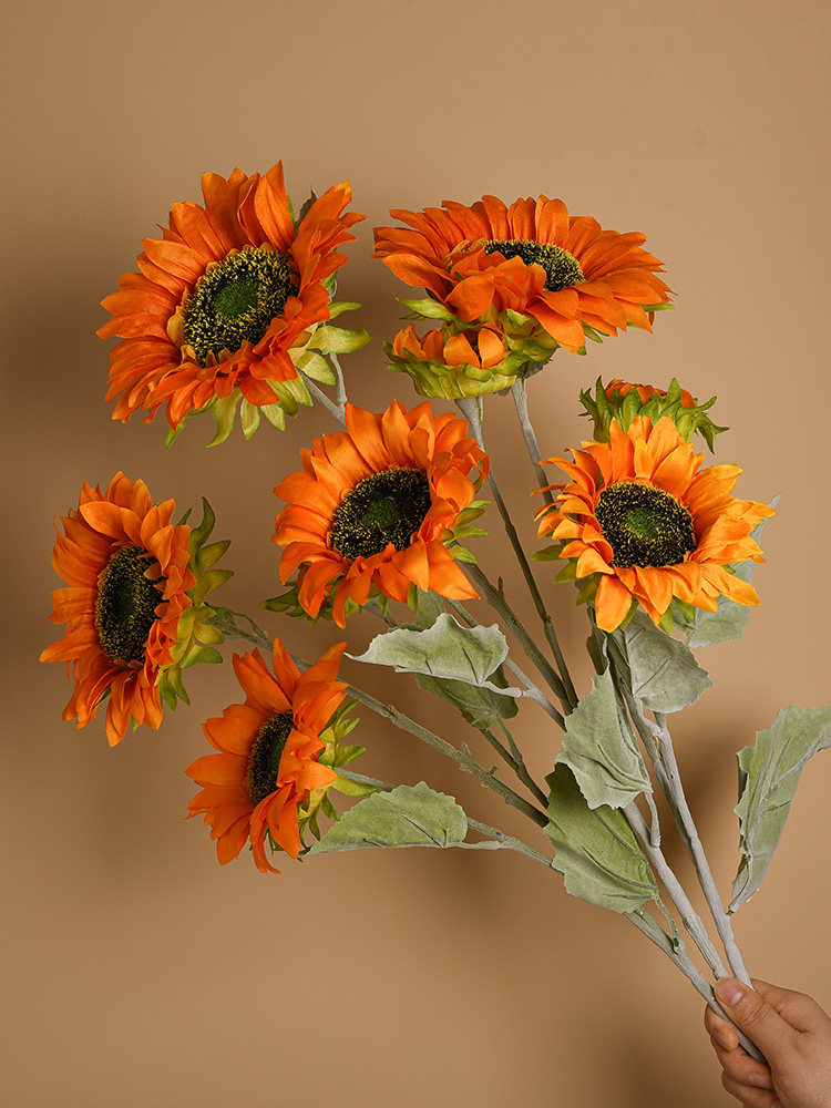 Sunflower Simulation Flowers Fake Flowers floral living-room table furnishing TV cabinet floral decoration hand-holding floral swing piece-Taobao