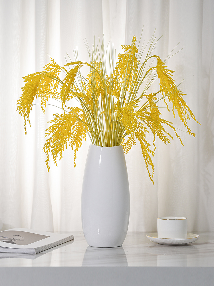 Emulated Rice Spike Yellow Harvest Rice Grain Fake Rice Plastic Dry Flowers Five Valleys Fonden Flower Arrangement Crop Decoration Pendulum-Taobao